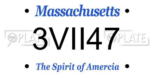 3VII47 Massachusetts License Plate