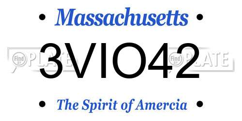 3VIO42 Massachusetts License Plate