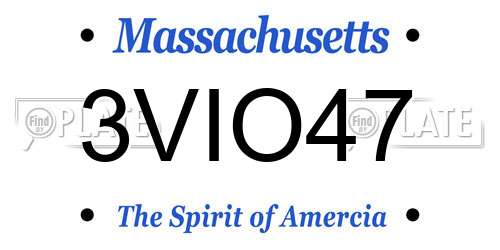 3VIO47 Massachusetts License Plate