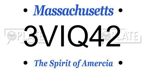 3VIQ42 Massachusetts License Plate