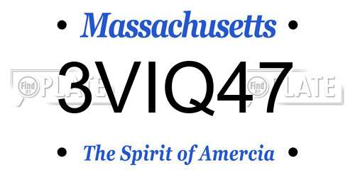 3VIQ47 Massachusetts License Plate