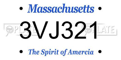 3VJ321 Massachusetts License Plate