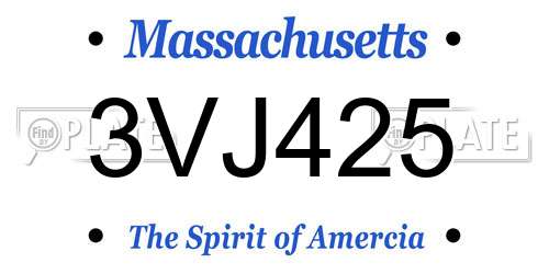 3VJ425 Massachusetts License Plate