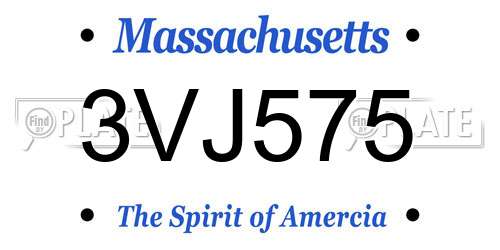 3VJ575 Massachusetts License Plate