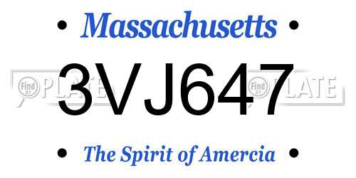 3VJ647 Massachusetts License Plate