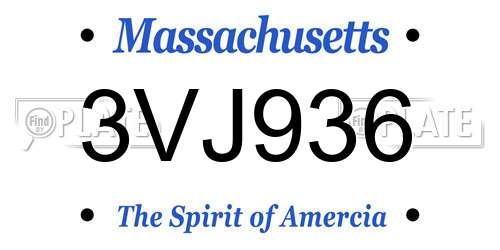 3VJ936 Massachusetts License Plate