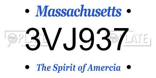 3VJ937 Massachusetts License Plate