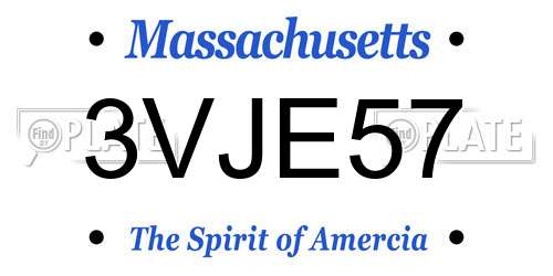 3VJE57 Massachusetts License Plate