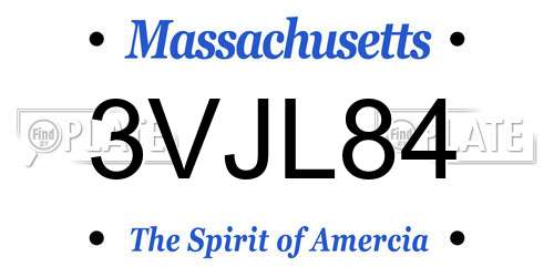 3VJL84 Massachusetts License Plate