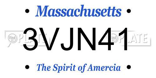 3VJN41 Massachusetts License Plate