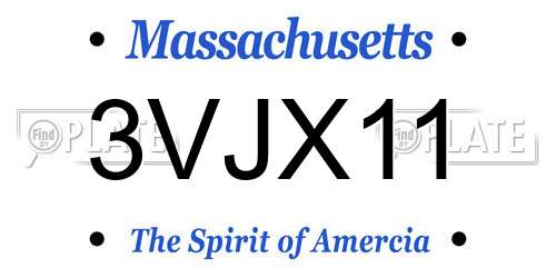 3VJX11 Massachusetts License Plate