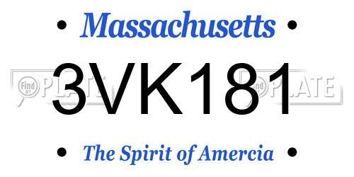 3VK181 Massachusetts License Plate