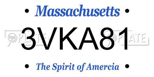3VKA81 Massachusetts License Plate