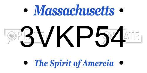 3VKP54 Massachusetts License Plate