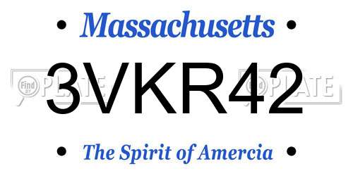 3VKR42 Massachusetts License Plate