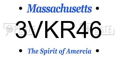 3VKR46 Massachusetts License Plate
