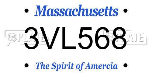 3VL568 Massachusetts License Plate