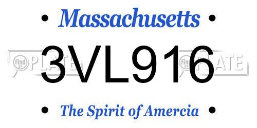 3VL916 Massachusetts License Plate