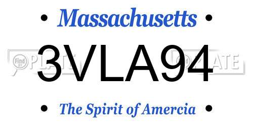 3VLA94 Massachusetts License Plate