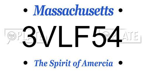3VLF54 Massachusetts License Plate