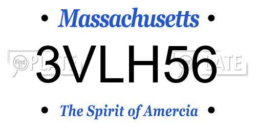 3VLH56 Massachusetts License Plate