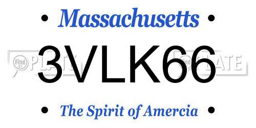 3VLK66 Massachusetts License Plate