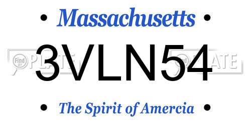 3VLN54 Massachusetts License Plate