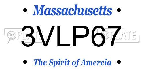 3VLP67 Massachusetts License Plate