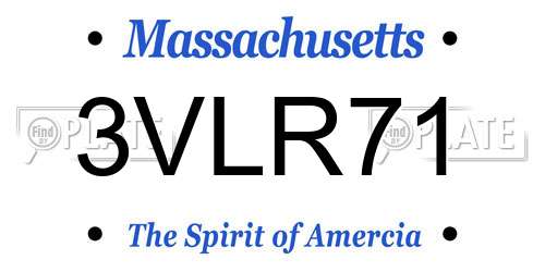 3VLR71 Massachusetts License Plate