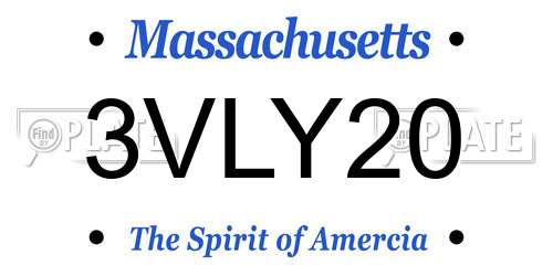 3VLY20 Massachusetts License Plate