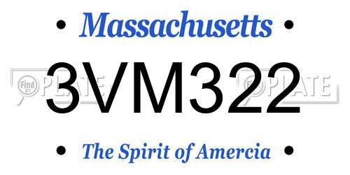 3VM322 Massachusetts License Plate