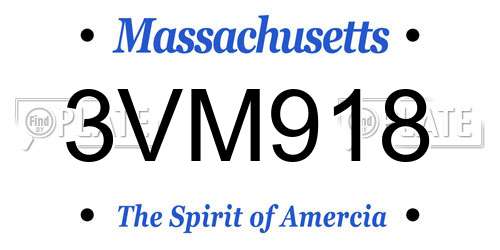 3VM918 Massachusetts License Plate