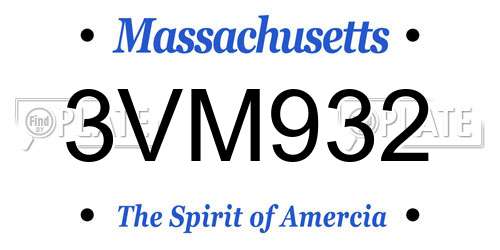 3VM932 Massachusetts License Plate