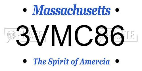 3VMC86 Massachusetts License Plate
