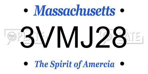 3VMJ28 Massachusetts License Plate