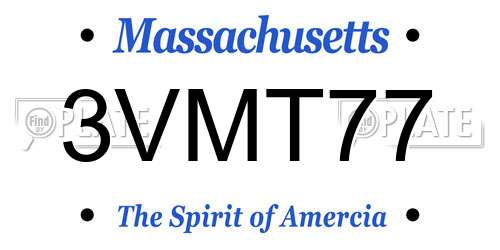 3VMT77 Massachusetts License Plate