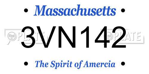 3VN142 Massachusetts License Plate
