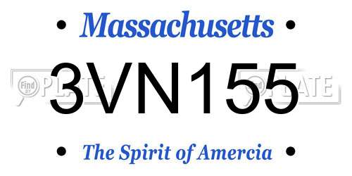 3VN155 Massachusetts License Plate