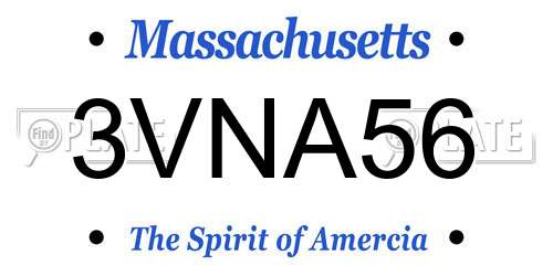 3VNA56 Massachusetts License Plate