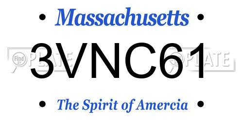 3VNC61 Massachusetts License Plate