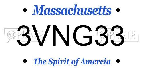3VNG33 Massachusetts License Plate