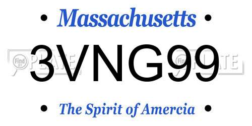 3VNG99 Massachusetts License Plate