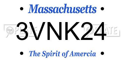 3VNK24 Massachusetts License Plate