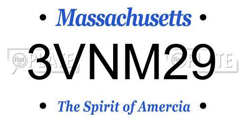 3VNM29 Massachusetts License Plate