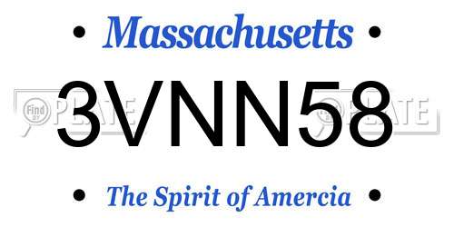 3VNN58 Massachusetts License Plate
