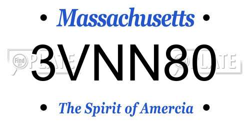 3VNN80 Massachusetts License Plate