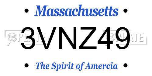 3VNZ49 Massachusetts License Plate
