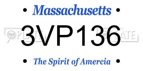 3VP136 Massachusetts License Plate