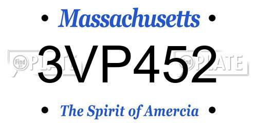 3VP452 Massachusetts License Plate