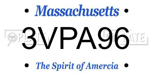 3VPA96 Massachusetts License Plate
